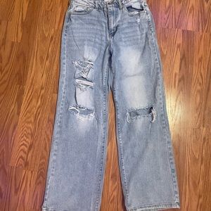 Almost famous light blue distressed denim jeans high wasted 90’s style size 7